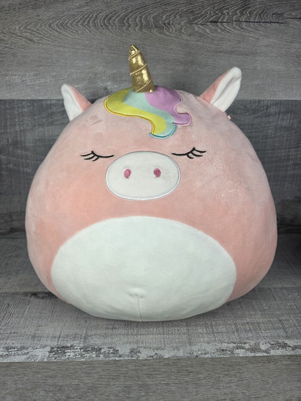 Squishmallow 12" Ilene the Pink Rainbow Unicorn Sleepy Eyes Plush b41
